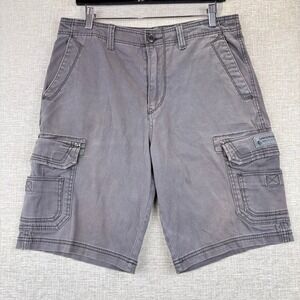 Y2K Unionbay Mens Cargo Shorts Size 32 Gray Stretch Cotton Utility Multi Pocket